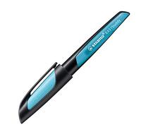STABILO EASYbuddy - Penna Stilografica Ergonomica per Bambini - Nero/Azzurro - Punta Standard - Cartuccia Blu inclusa
