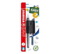STABILO EASYbuddy - Penna Stilografica Ergonomica per Bambini - Twilight Sky - Nero/Nero - Punta Standard - Cartuccia Blu inclusa