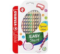 Stabilo EASYcolors - Matita colorata Ergonomica - per Destrimani - Astuccio da 12 + temperino - Colori assortiti (con Oro & Argento)