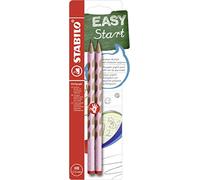 STABILO EASYgraph - Matita Ergonomica triangolare - per Destrimani - Rosa Pastel - Pack da 2 - Gradazione HB