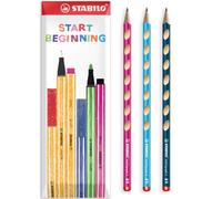 STABILO EASYgraph S Matite in grafite, multicolore, confezione da 3 in busta