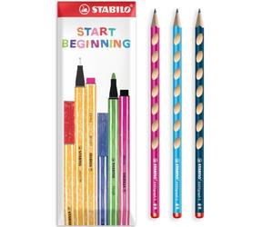 STABILO EASYgraph S Matite in grafite, multicolore, confezione da 3 in busta