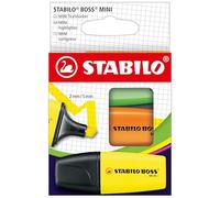 Stabolo boss mini pacchetto di 3 marcatori fluorescenti - corsa tra 2 e 5 mm - Inchiostro a base d'acqua - Antisecado - Colori