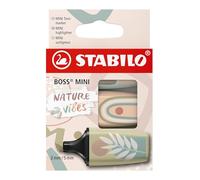 Stabilo BOSS MINI Naturevibes - Evidenziatore - Astuccio da 3 - Cenere, Verde Oliva, Sabbia