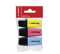 STABILO Evidenziatore BOSS MINI - Pack da 3 - Giallo/Rosa/Blu