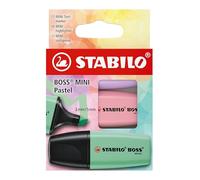 Stabilo BOSS MINI Pastel - Evidenziatore - Astuccio da 3 - Glicine, Rosa Antico, Verde Menta