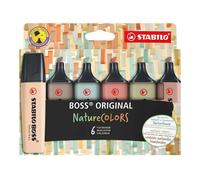Evidenziatori Stabilo Boss NatureColors, tratto 2 + 5 mm, colori assortiti, Stabilo, astuccio 6 pezzi - 70/6-2-2