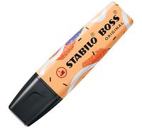 STABILO Evidenziatore BOSS ORIGINALE by Ju Schnee, albicocca, Punta smussata, 2,0 - 5,0 mm, Rimane aperto fino a 4 ore, Inchiostro a base acqua, Ricaricabile, Disegno stampato su tutto il corpo