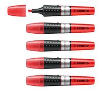 STABILO - Evidenziatore - LUMINATOR | lunga durata e doppio tratto (2 + 5 mm), Confezione da 5, Rosso