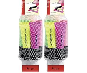 Stabilo Evidenziatore NEON - Retina da 5 - Giallo/Verde/Arancio/Rosa/Magenta (Confezione da 2)