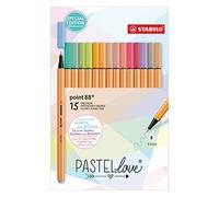 STABILO Point 88 - Penna in feltro a punta fine con 15 penne pastello, edizione Pastellove