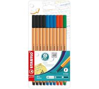 STABILO point 88 - Fineliner - Astuccio da 10 - Office Edition - Nero/Blu/Rosso/Verde