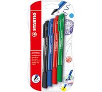 STABILO Fineliner Premium pointMax - Pack da 4 - Colori assortiti, Nero/Blu Oltremare/Carminio/Verde