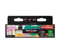 STABILO FREE Acrylic - Marker acrilico - Pack da 3-1x T100, T300, T800C - con 3 punte diverse - Bianco