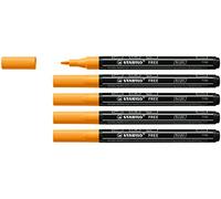 Stabilo FREE Acrylic - Marker Acrilico - T100 Punta rotonda 1-2mm - Confezione da 5 - Arancione