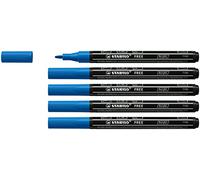 Stabilo FREE Acrylic - Marker Acrilico - T100 Punta rotonda 1-2mm - Confezione da 5 - Blu scuro