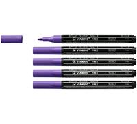 Stabilo FREE Acrylic - Marker Acrilico - T100 Punta rotonda 1-2mm - Confezione da 5 - Viola