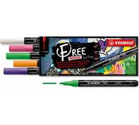 Stabilo FREE Acrylic - Marker Acrilico - T100 Punta rotonda 1-2mm - Spring Edition - Astuccio da 5 - Colori assortiti