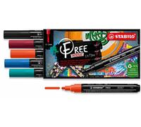 Stabilo FREE Acrylic - Marker Acrilico - T300 Punta rotonda 2-3mm - Urban Edition - Astuccio da 5 - Colori assortiti