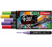 Stabilo FREE Acrylic - Marker Acrilico - T300 Punta rotonda 2-3mm - Vibrant Edition - Astuccio da 5 - Colori assortiti