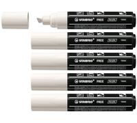 Stabilo FREE Acrylic - Marker acrilico - T800C Punta a scalpello 4-10mm - Confezione da 5 - Bianco