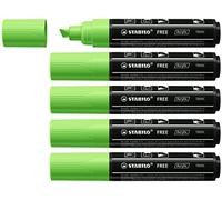 Stabilo FREE Acrylic - Marker Acrilico - T800C Punta a scalpello 4-10mm - Confezione da 5 - Verde chiaro