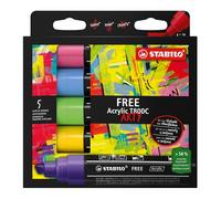 STABILO Marker acrilico FREE Acrylic T800C Punta a scalpello 4-10 mm Seaside Edition Astuccio 5 pz