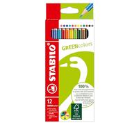 STABILO - 6019-2-121 - Pastelli colorati GreenColors - diametro mina 2,5 mm - Stabilo - astuccio 12 pezzi - 76863 - Conf. da 1 Pz. - 6019-2-121