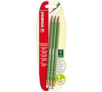 STABILO GREENgraph - Matita in Grafite Ecosostenibile - con gommino - certificata FSC - Pack da 3 - Gradazione HB
