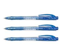 STABILO liner - Penna a sfera retrattile, punta fine da 0,7 mm, confezione da 3 (blu)
