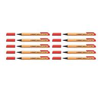 Stabilo - Lotto di 10 penne in feltro Greenpoint, punta larga, 0,8 mm, colore: Rosso
