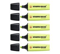 STABILO Lotto di 5 evidenziatori originali BOSS Pastello di limone verde