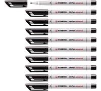 STABILO - Marcatore - OHPen universal Cancellabile | Tratto Fine (0,7 mm), Confezione da 10, Nero