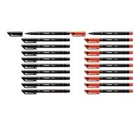Stabilo Marcatore OHPen universal Permanente - Tratto Fine (0,7 mm) - Confezione da 10 - Nero & Marcatore OHPen universal Permanente - Tratto Fine (0,7 mm) - Confezione da 10 - Rosso