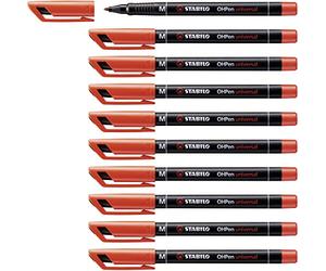 STABILO - Marcatore - OHPen universal Permanente | Tratto Medio (1 mm), Confezione da 10, Rosso