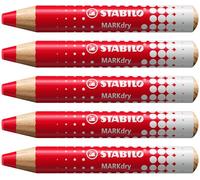 STABILO MARKdry - Marcatore per lavagna bianca e a fogli mobili - Confezione da 5 - Rosso