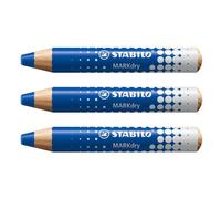 STABILO Markdry - Set di 3 matite marcatore blu