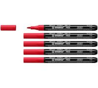 Stabilo FREE Acrylic - Marker acrilico - T100 Punta rotonda 1-2mm - Confezione da 5 - Carminio