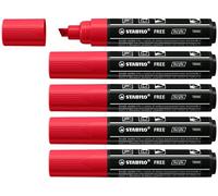 Stabilo FREE Acrylic - Marker acrilico - T800C Punta a scalpello 4-10mm - Confezione da 5 - Carminio