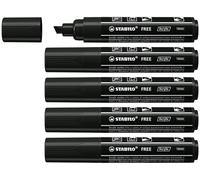 STABILO Marker acrilico FREE Acrylic T800C - Punta a scalpello 4-10 mm - Confezione da 5 - Nero