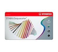 Stabilo - Matita acquerellabile acquerello, confezione da 36 pezzi, in astuccio di metallo, 1 confezione