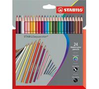 Pastelli colorati Stabilo Aquacolor 1624-3 - tratto 2,8mm - Stabilo - Astuccio 24 pastelli colorati