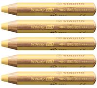 Stabilo woody 3 in 1 - Matita colorata Multi-Funzione - Confezione da 5 - Giallo pastello