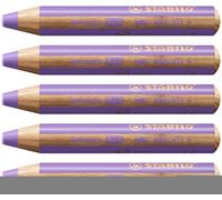 Stabilo woody 3 in 1 - Matita colorata Multi-Funzione - Confezione da 5 - Viola pastello