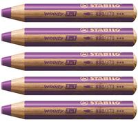 Stabilo woody 3 in 1 - Matita colorata Multi-Funzione - Confezione da 5 - Lilla