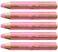 Stabilo woody 3 in 1 - Matita colorata Multi-Funzione - Confezione da 5 - Rosa