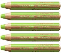 Stabilo woody 3 in 1 - Matita colorata Multi-Funzione - Confezione da 5 - Verde Foglia