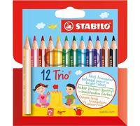 STABILO Matite colorate Trio thick triangolari corte – Astuccio da 12 colori assortiti