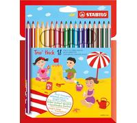 STABILO Pastelli Trio Thick – mina 4,2 mm, con temperino – astuccio da 18 colori assortiti