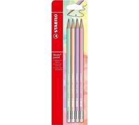 STABILO Matita con gommino Swano pastel – HB – Pack da 4 Verde Menta/Glicine/Rosa Pesca/Rosa Antico